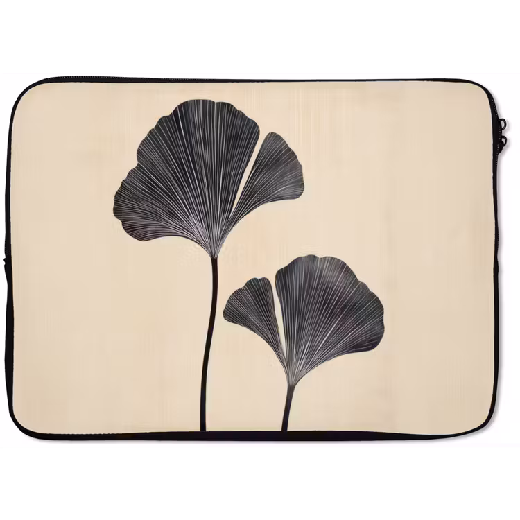 Laptophoes - Bladeren - Minimalistisch - Zwart — 1