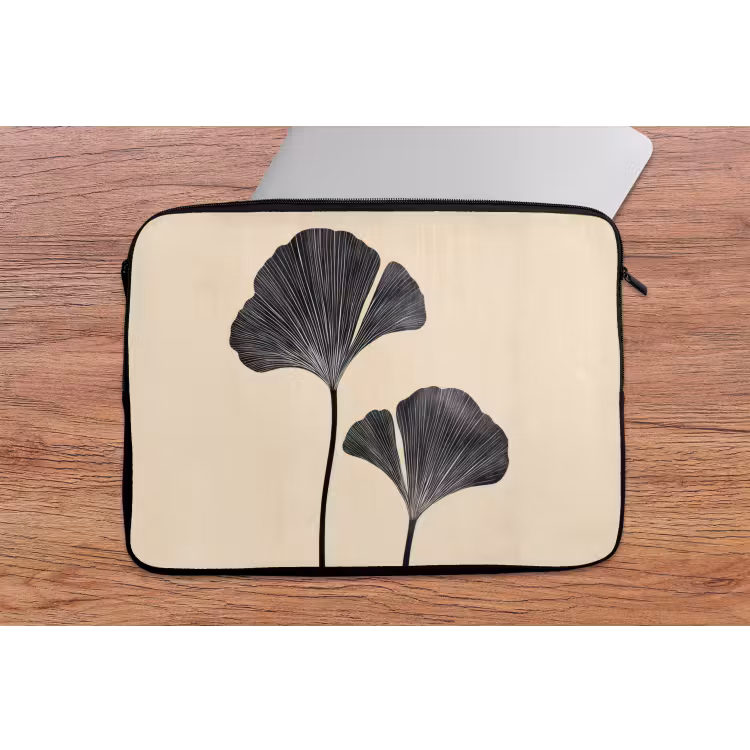 Laptophoes - Bladeren - Minimalistisch - Zwart — 2