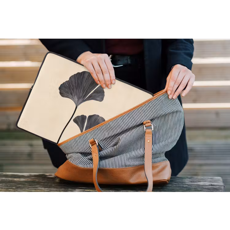 Laptophoes - Bladeren - Minimalistisch - Zwart — 4