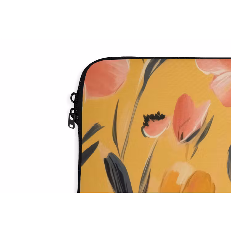 Laptophoes - Bloemen - Geschilderd - Geel — 6