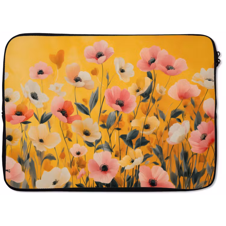 Laptophoes - Bloemen - Veld - Geel — 1