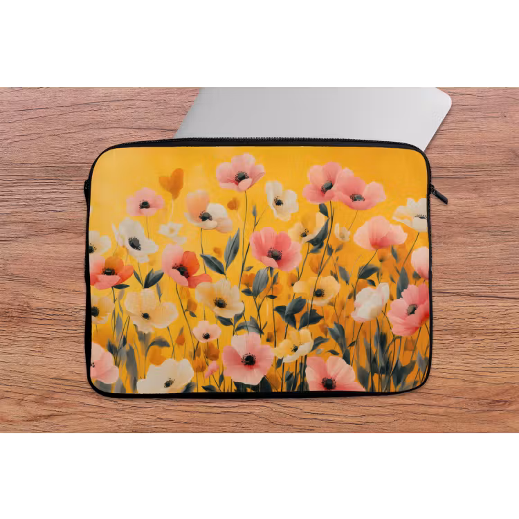 Laptophoes - Bloemen - Veld - Geel — 2