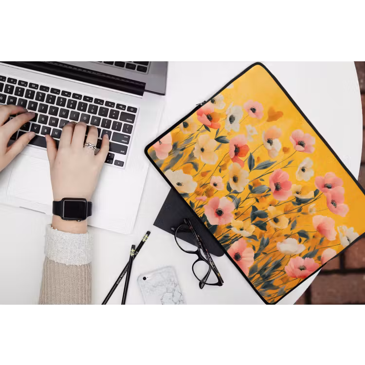 Laptophoes - Bloemen - Veld - Geel — 3