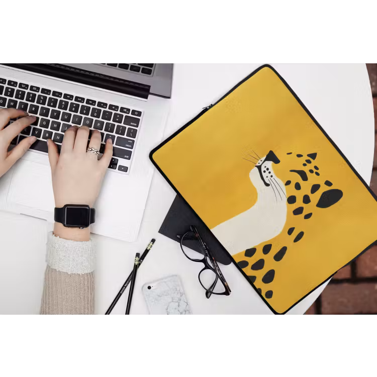 Laptophoes - Cheetah - Illustratie - Geel — 3