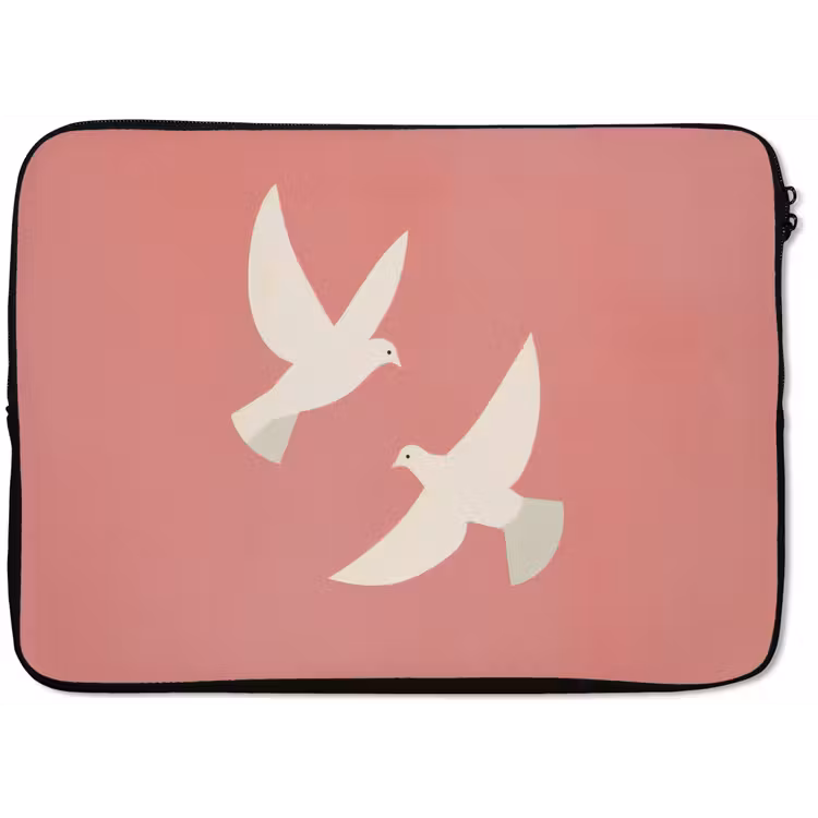 Laptophoes - Duiven - Wit - Sierlijk — 1