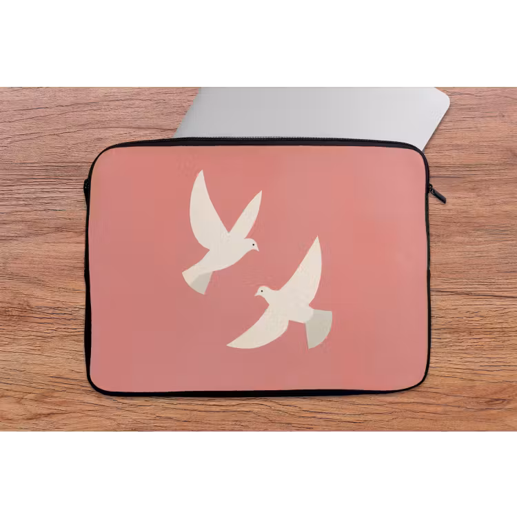 Laptophoes - Duiven - Wit - Sierlijk — 2