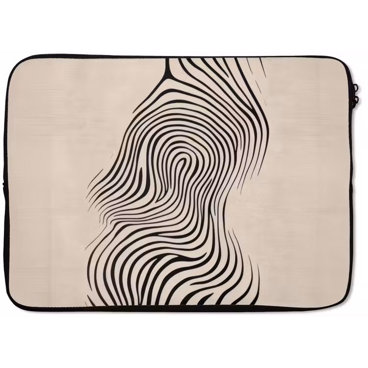 Laptophoes - Lijnen - Abstract - Golvend - Zwart — 1