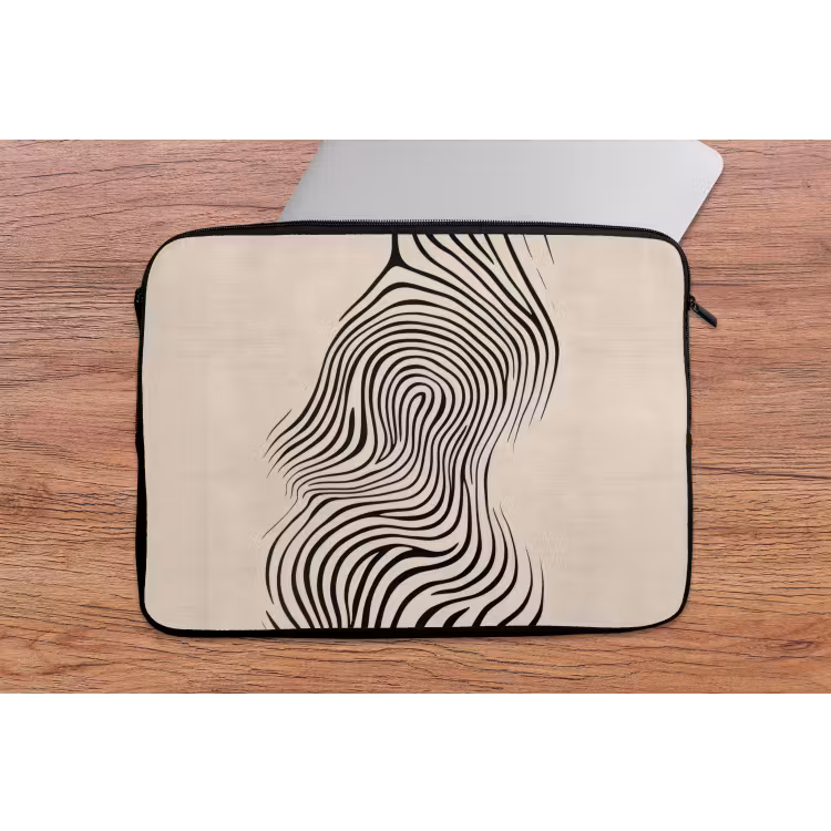 Laptophoes - Lijnen - Abstract - Golvend - Zwart — 2