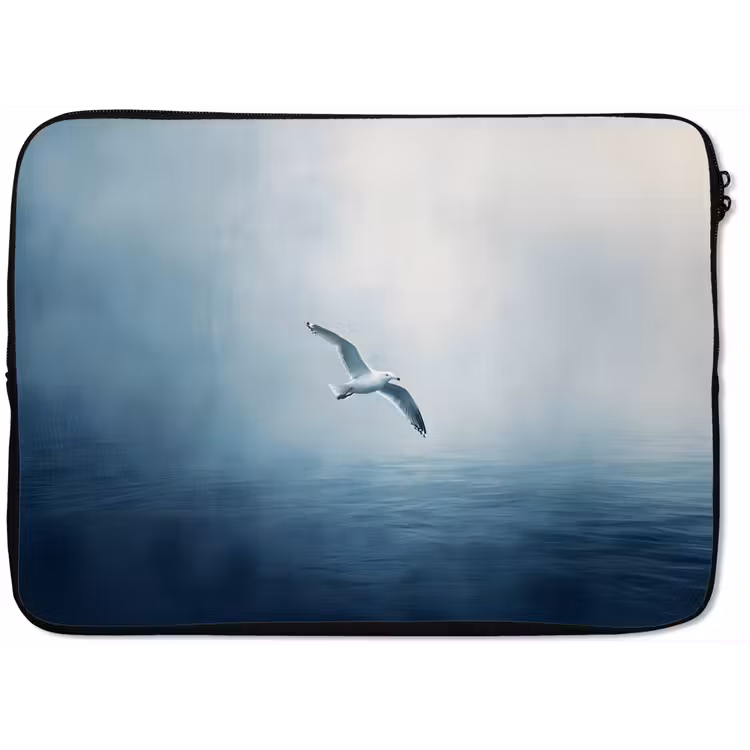 Laptophoes - Meeuw - Wit - Zee - Mistig — 1
