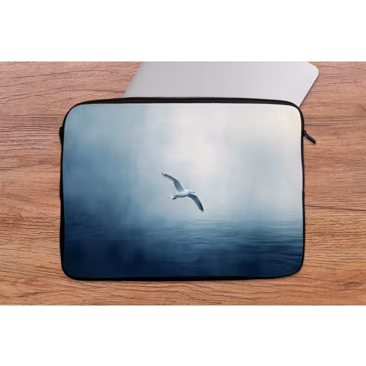 Laptophoes - Meeuw - Wit - Zee - Mistig — 2