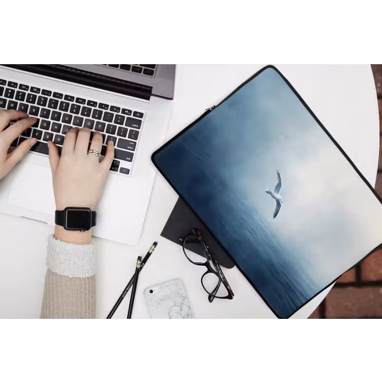 Laptophoes - Meeuw - Wit - Zee - Mistig — 3