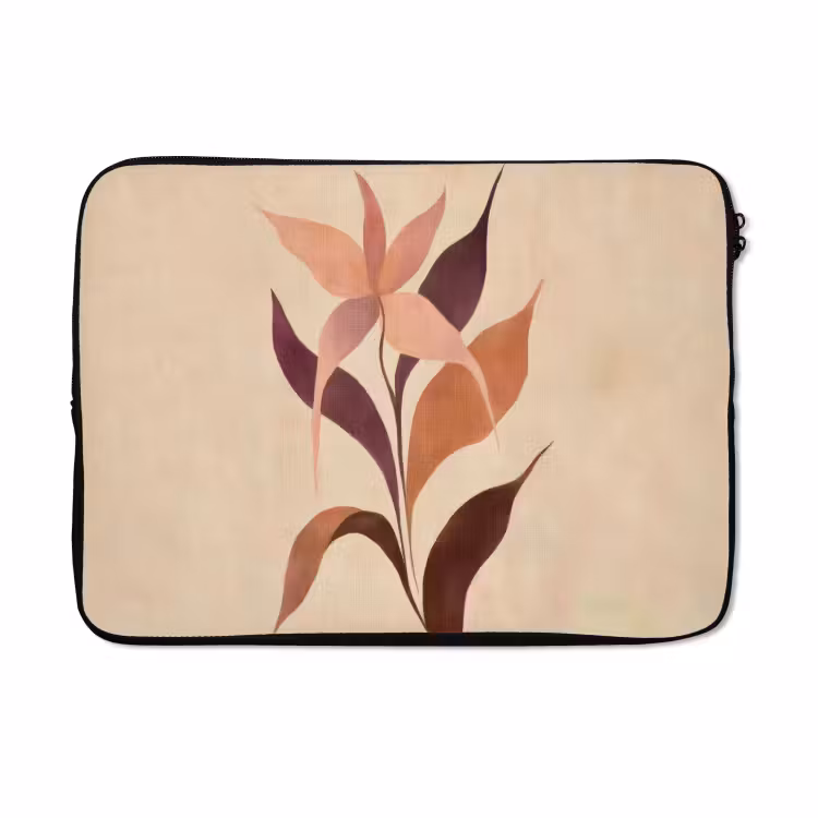 Laptophoes - Minimalistisch - Bloem - Bladeren - Beige — 5