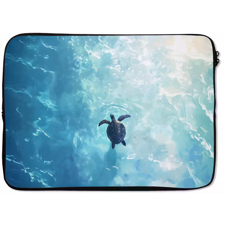 Laptophoes - Schildpad - Zee - Blauw - Schittering — 1