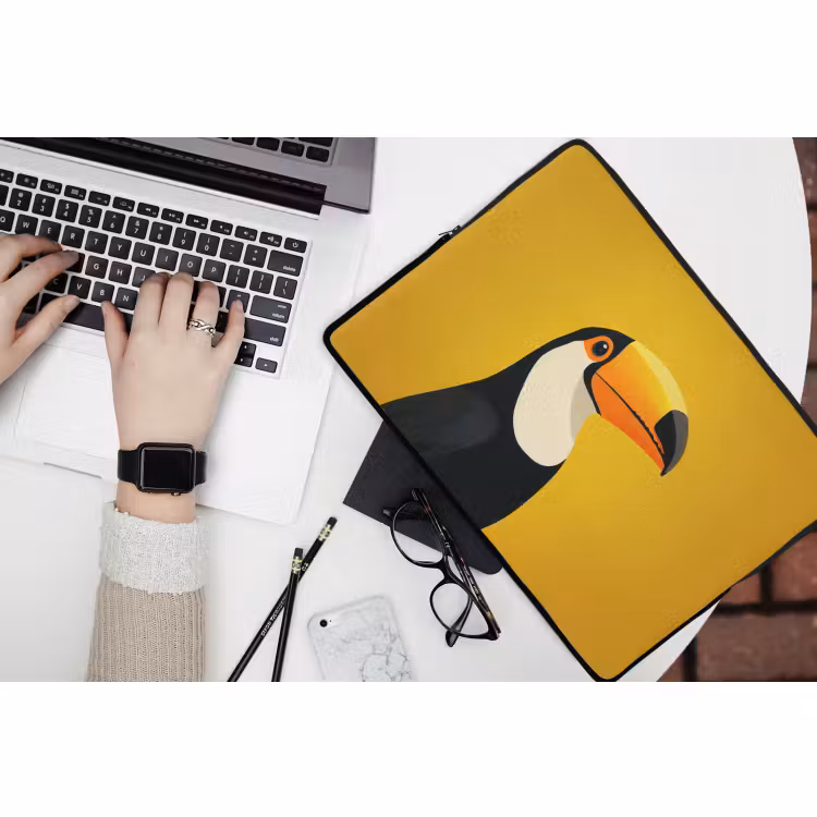 Laptophoes - Toekan - Minimalistisch - Snavel - Oranje — 3