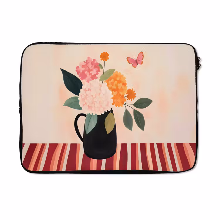 Laptophoes - Vaas - Bloemen - Vlinder - Rood — 5