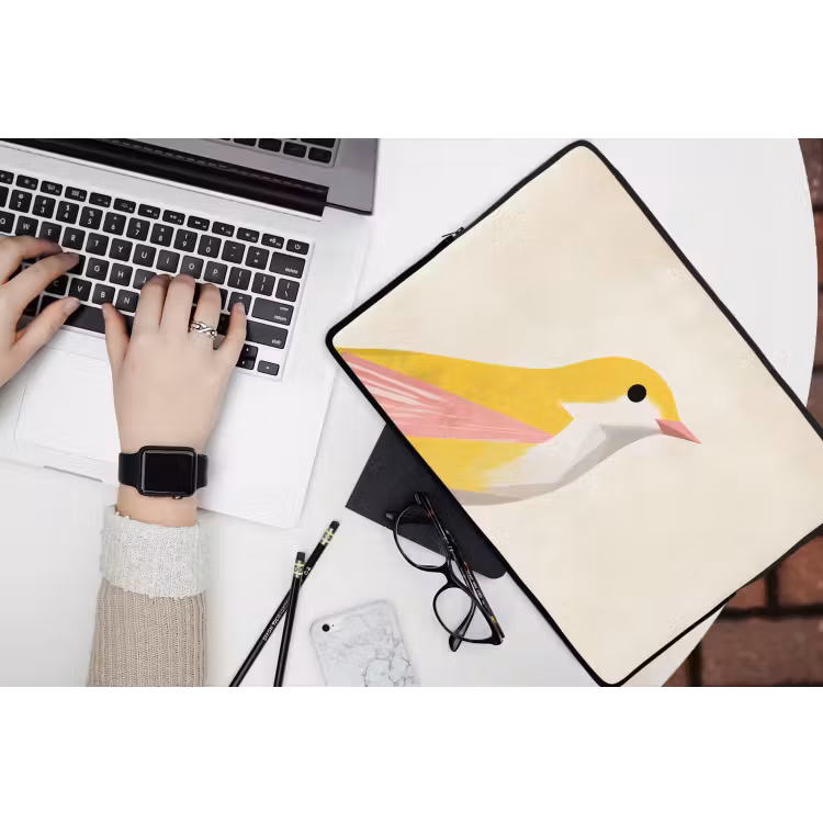 Laptophoes - Vogel - Minimalistisch - Geel — 3