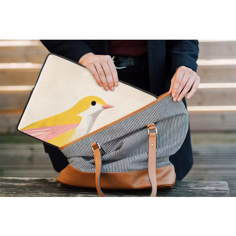 Laptophoes - Vogel - Minimalistisch - Geel — 4