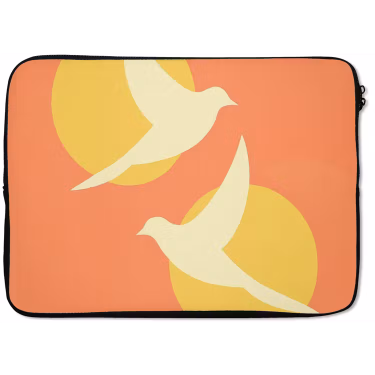 Laptophoes - Vogels - Cirkels - Geel — 1