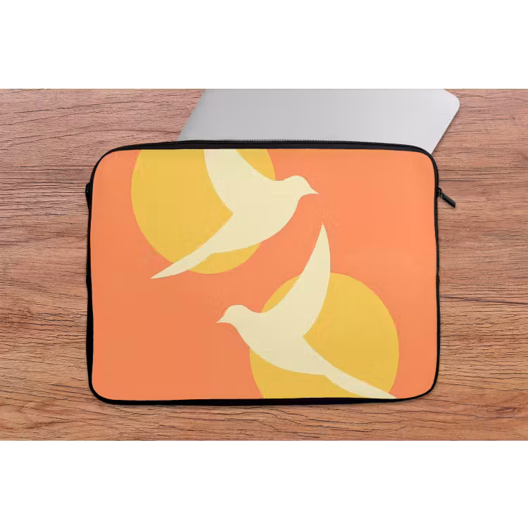 Laptophoes - Vogels - Cirkels - Geel — 2