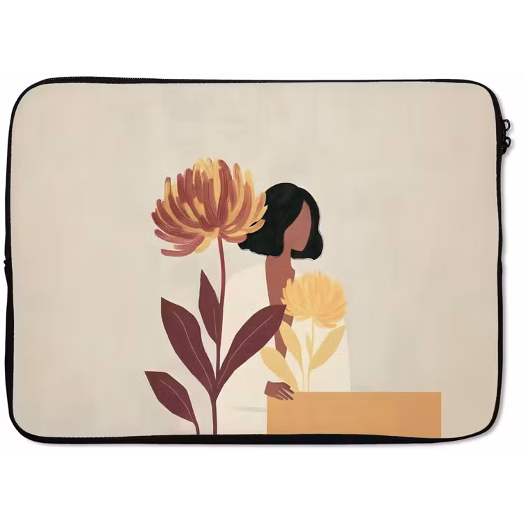 Laptophoes - Vrouw - Minimalistisch - Bloem — 1