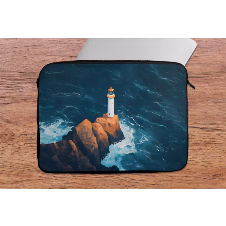 Laptophoes - Vuurtoren - Rots - Zee - Golven — 2