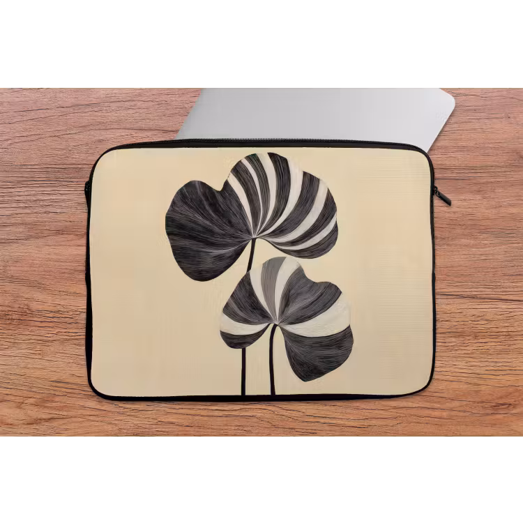 Laptophoes - Zwart - Bladeren - Strepen - Minimalistisch — 2