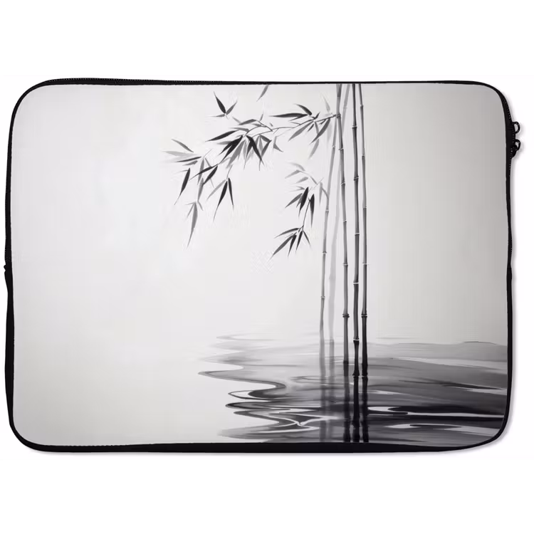 Laptophoes - Bamboestammen - Water - Minimalistisch - Wit — 1