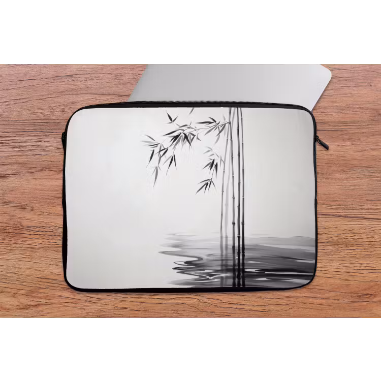 Laptophoes - Bamboestammen - Water - Minimalistisch - Wit — 2