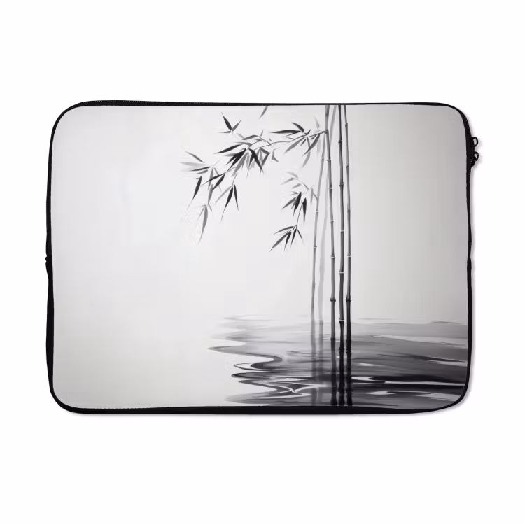 Laptophoes - Bamboestammen - Water - Minimalistisch - Wit — 5