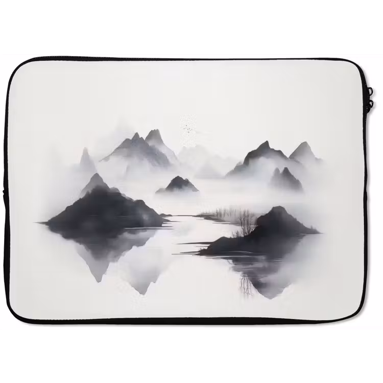 Laptophoes - Bergen - Mistig - Water - Wit — 1