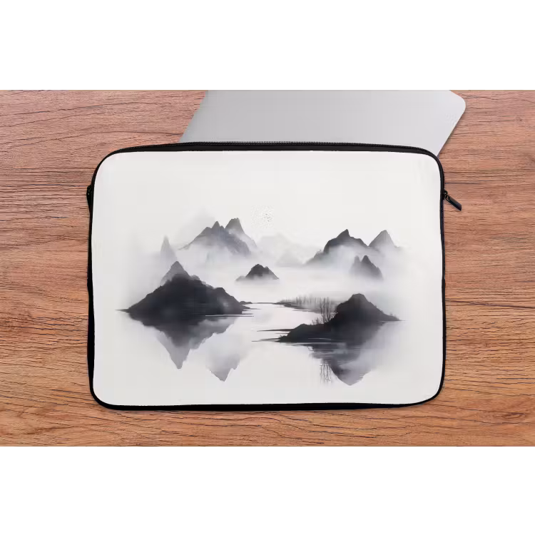 Laptophoes - Bergen - Mistig - Water - Wit — 2