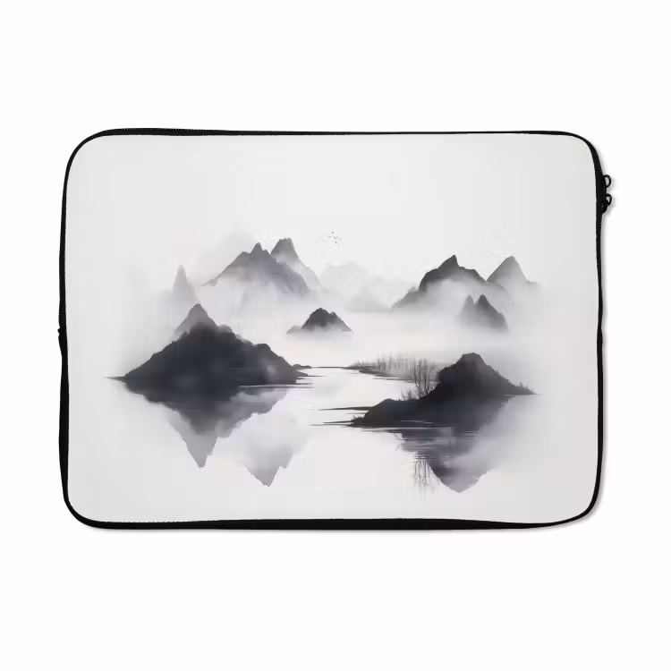 Laptophoes - Bergen - Mistig - Water - Wit — 5