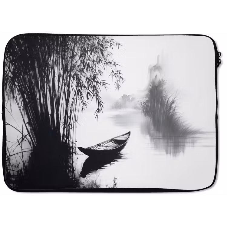 Laptophoes - Boot - Rivier - Bamboe - Wit — 1