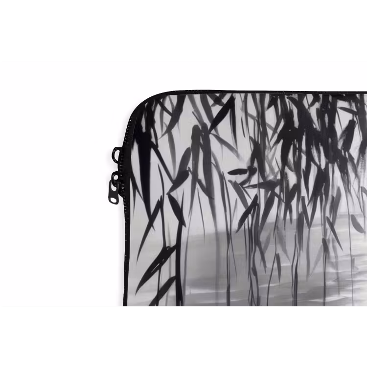 Laptophoes - Eenden - Waterlelies - Riet - Zwart — 6