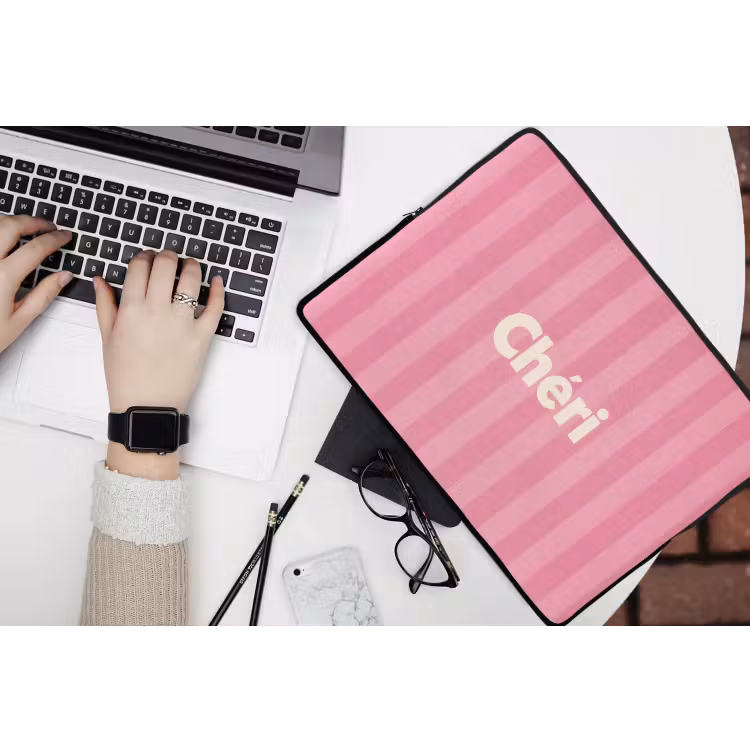 Laptophoes - Gestreept - Roze - Chéri — 3