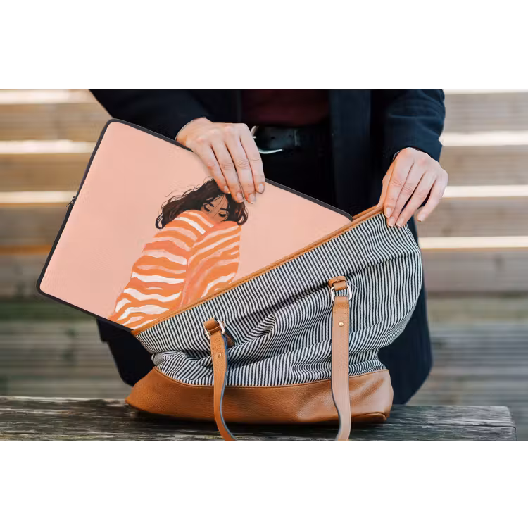 Laptophoes - Meisje - Deken - Gestreept - Oranje — 4