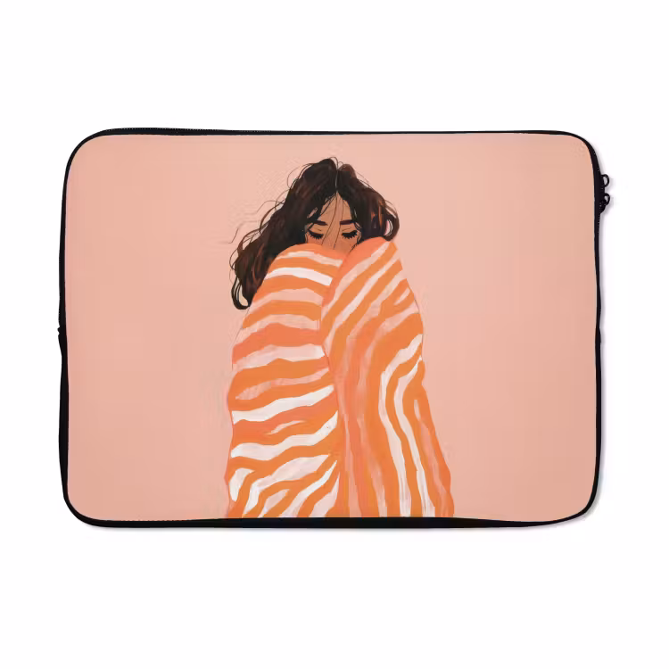 Laptophoes - Meisje - Deken - Gestreept - Oranje — 5