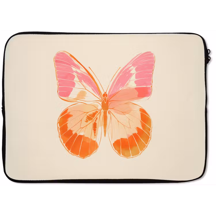 Laptophoes - Oranje - Vlinder - Minimalistisch — 1