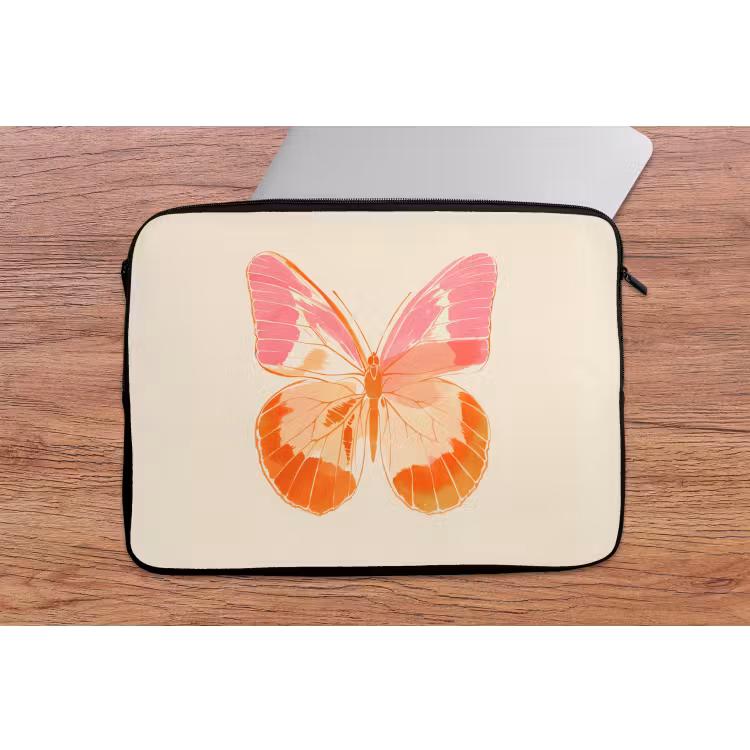 Laptophoes - Oranje - Vlinder - Minimalistisch — 2