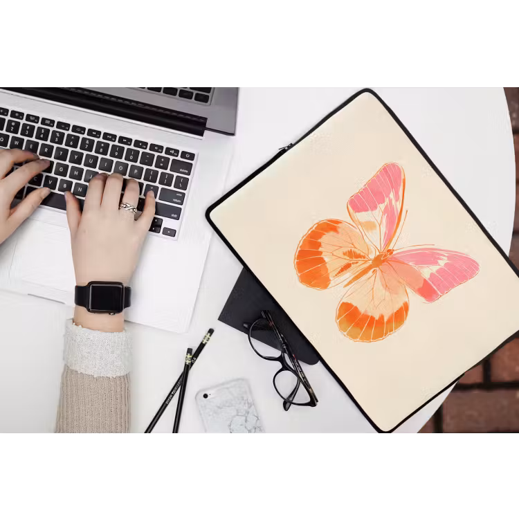 Laptophoes - Oranje - Vlinder - Minimalistisch — 3