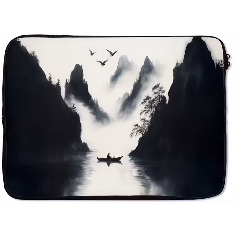 Laptophoes - Roeiboot - Mistig - Bergen - Vogels — 1
