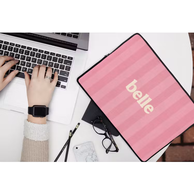 Laptophoes - Roze - Gestreept - Belle — 3