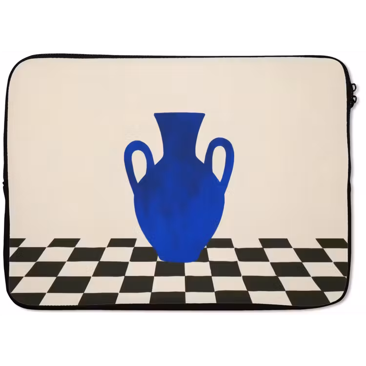 Laptophoes - Vaas - Blauw - Geblokt - Modern — 1