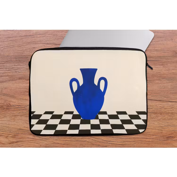 Laptophoes - Vaas - Blauw - Geblokt - Modern — 2