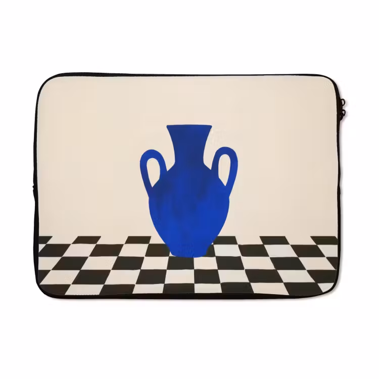 Laptophoes - Vaas - Blauw - Geblokt - Modern — 5