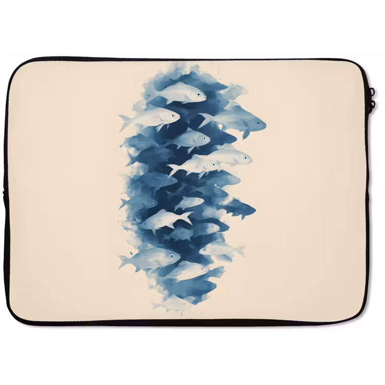 Laptophoes - Vissen - Minimalistisch - Blauw — 1