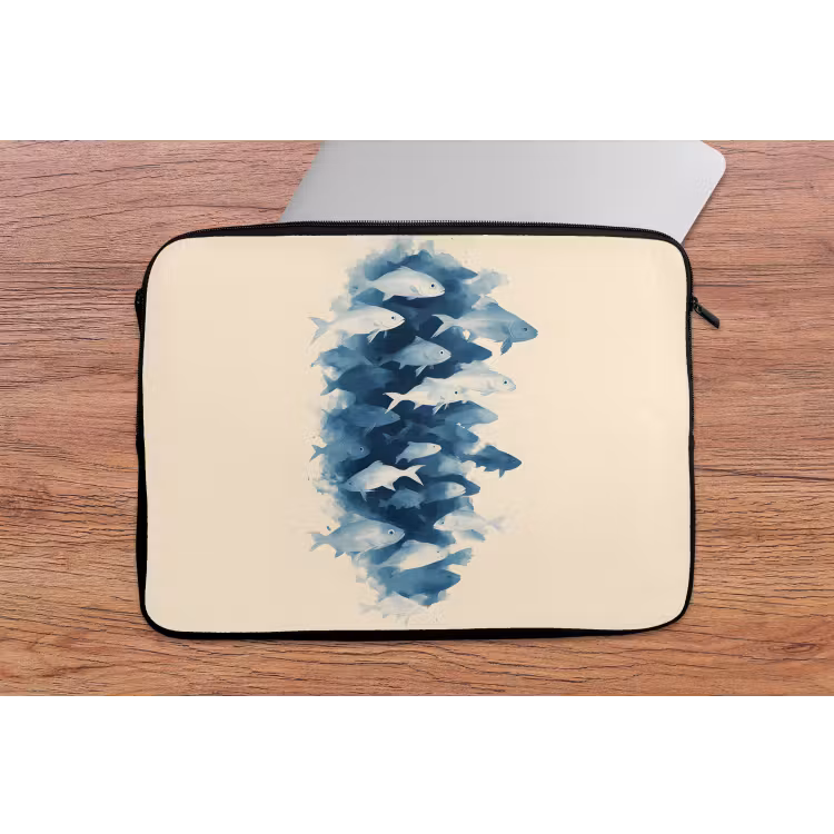 Laptophoes - Vissen - Minimalistisch - Blauw — 2