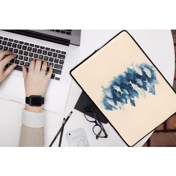 Laptophoes - Vissen - Minimalistisch - Blauw — 3