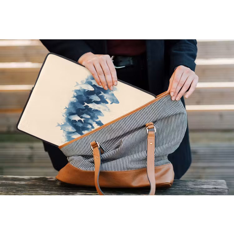 Laptophoes - Vissen - Minimalistisch - Blauw — 4