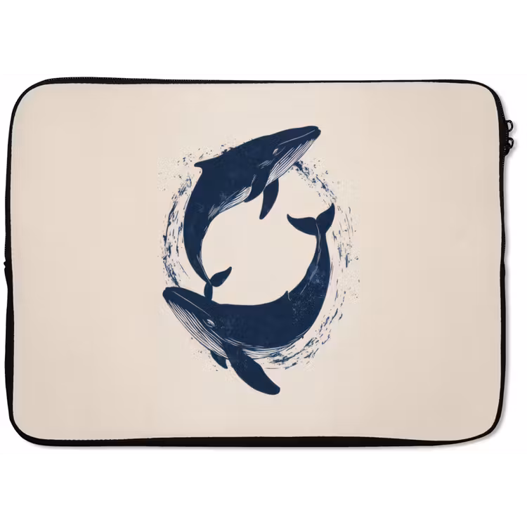Laptophoes - Walvissen - Spetters - Cirkel - Donkerblauw — 1